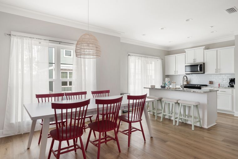 Dining and kitchen, open to the living space